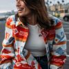 Women Jerry Leigh Hoodies & Jackets | Tribal Shacket Multi