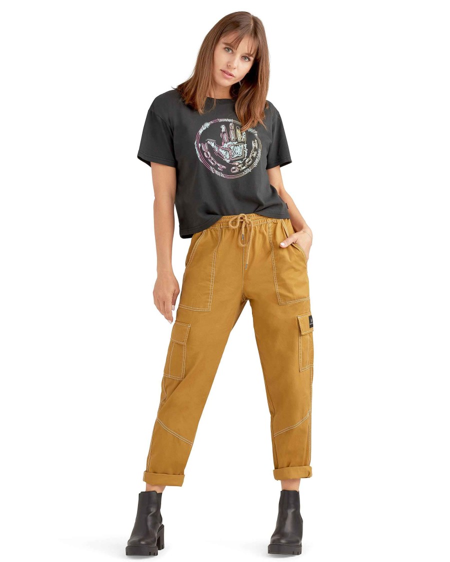 Women Jerry Leigh Bottoms | Cameila Mid-Rise Cargo Pants Sand