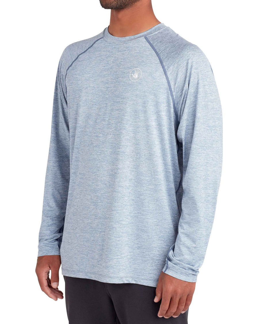 Men Jerry Leigh T-Shirts & Tops | Long-Sleeved Raglan Upf 50+ T-Shirt Blue