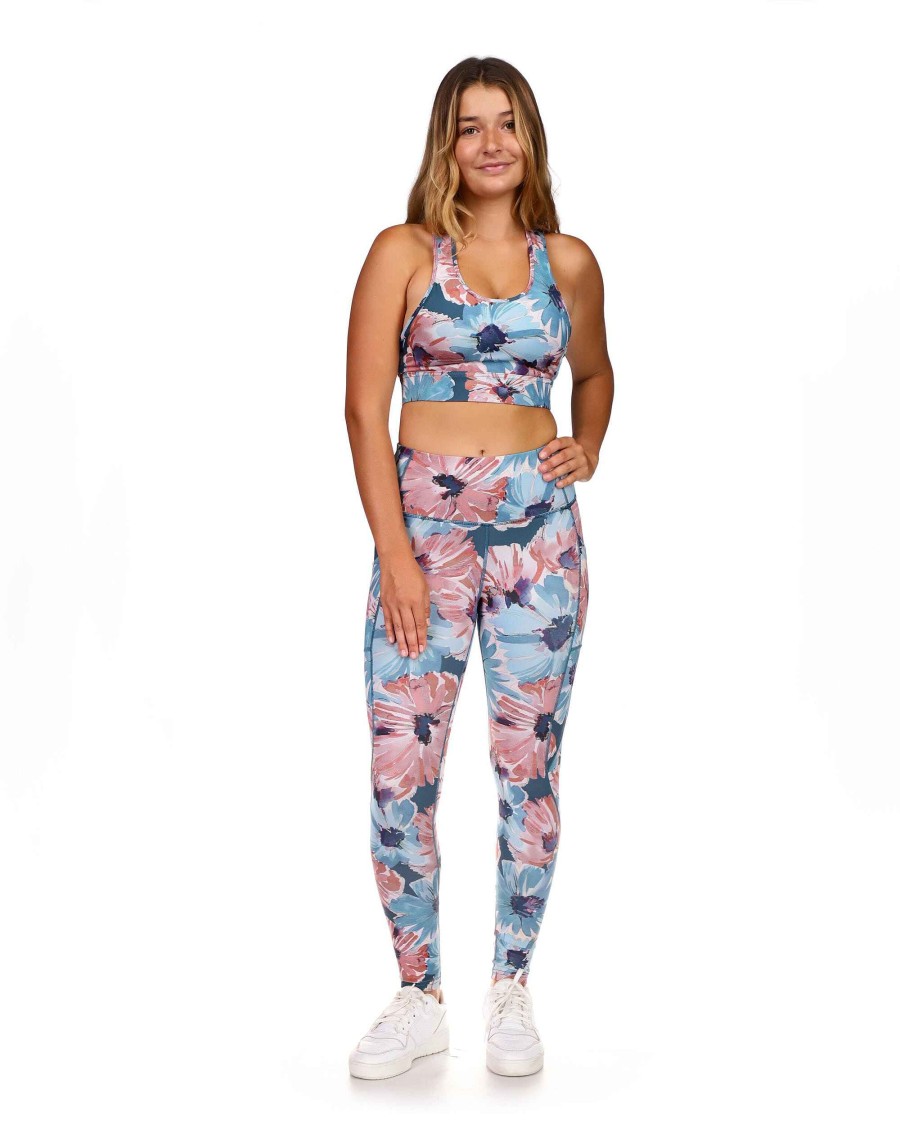 Women S2 Activewear | All-Over-Print Full-Length Legging With Pockets Daisy Teal