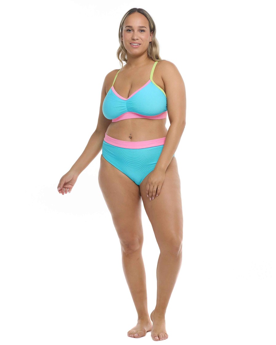 Swimwear SGS Plus Size Swimwear | Spectrum Drew Plus Size Swim Top Cyan