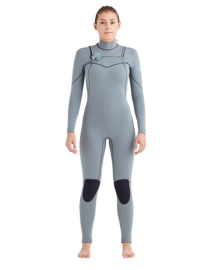 Wetsuits SDI Fullsuits | Women'S Topaz 3/2Mm Chest-Zip Fullsuit - Grey Wetsuit: Grey