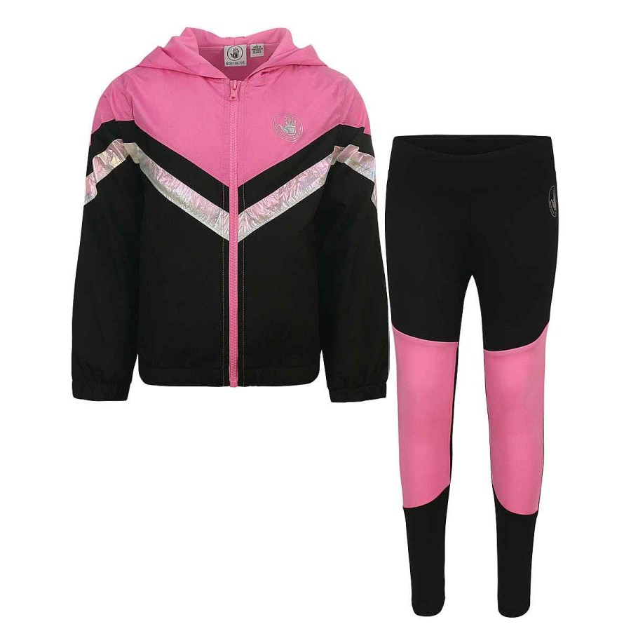 Kids Babyfair Apparel & Activewear | Girls' Two-Piece Track Suit - Pink / Black Pink/Black