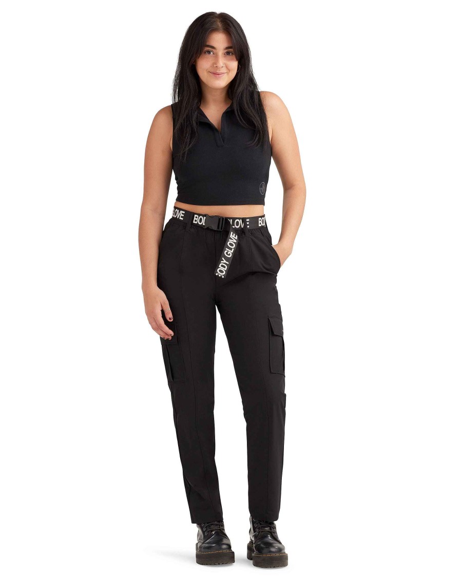 Women Jerry Leigh Bottoms | Cargo Sport Pants Black