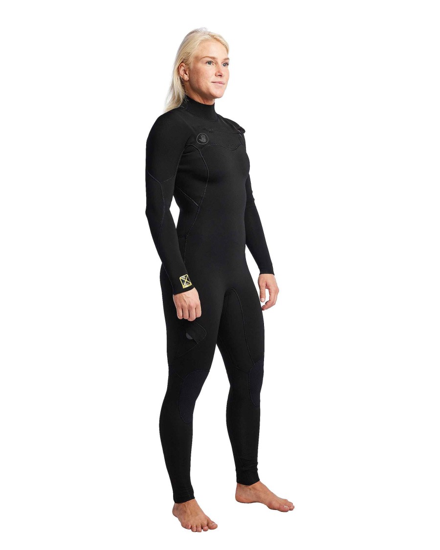 Women SDI Wetsuits | Women'S Gold Cell 4/3Mm Chest Zip Fullsuit Black