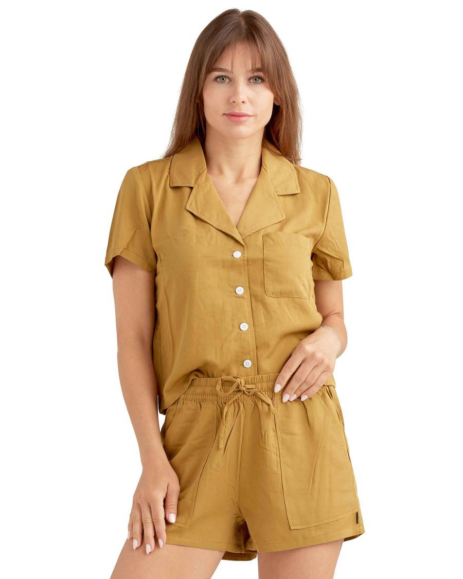 Women Jerry Leigh Sets | Easy Breezy Elastic Waist Shorts Sand