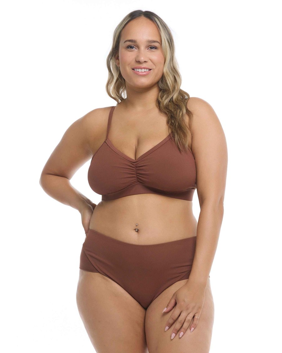 Swimwear SGS Plus Size Swimwear | Ibiza Drew Plus Size Swim Top Brown