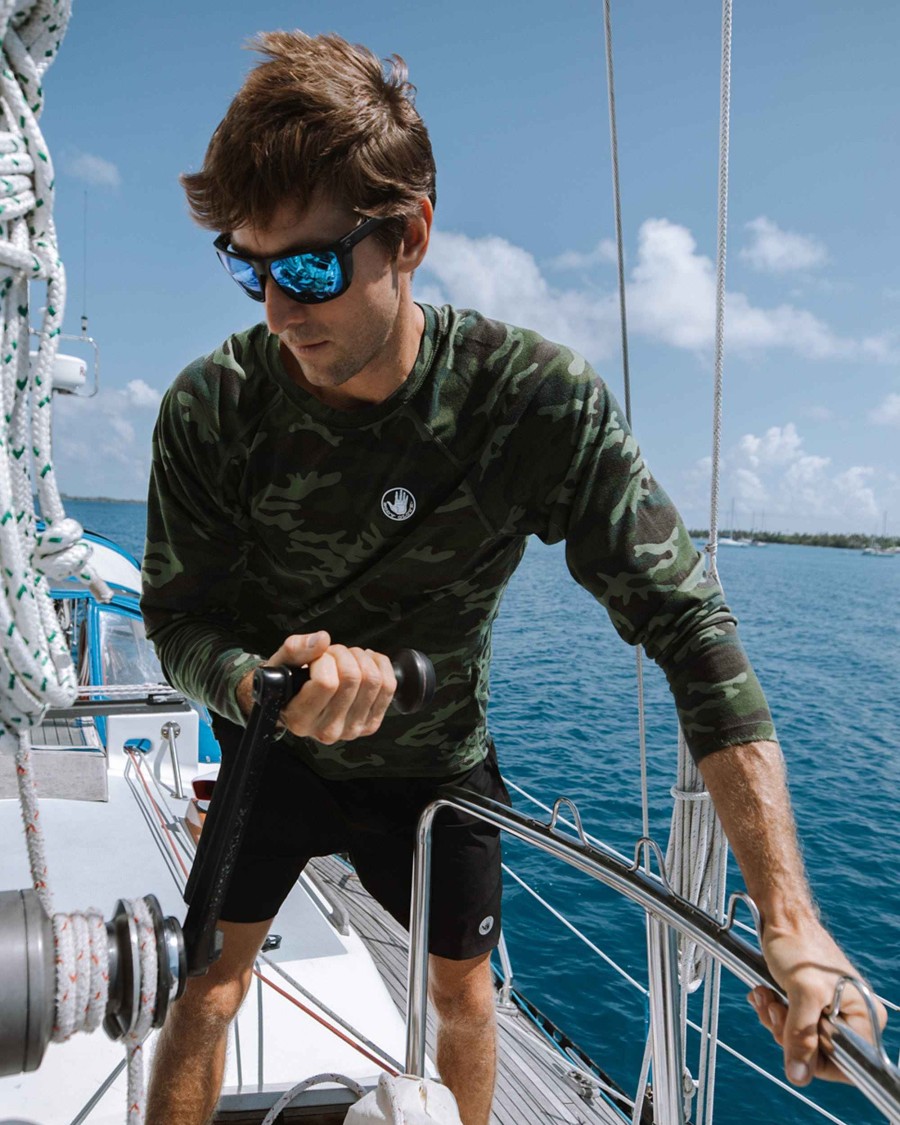 Men Jerry Leigh T-Shirts & Tops | Eclipse Upf 50+ Sun Protection Shirt Olive Camo