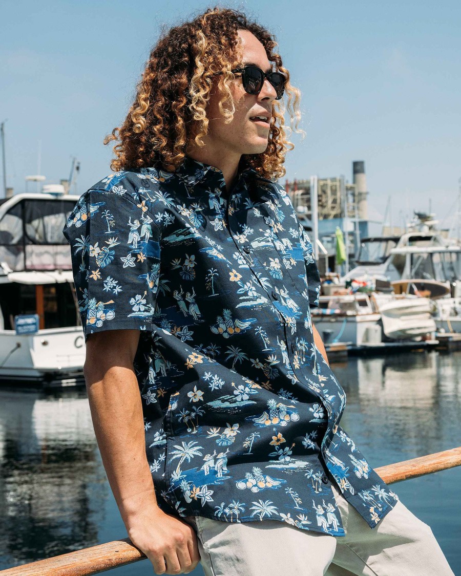 Men Island Daze Button Up Shirts | Hapuna Button-Up Shirt Navy