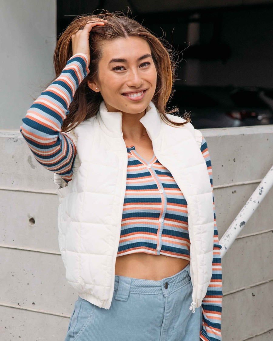 Women Jerry Leigh Hoodies & Jackets | Cozy Time Puffer Vest Cream