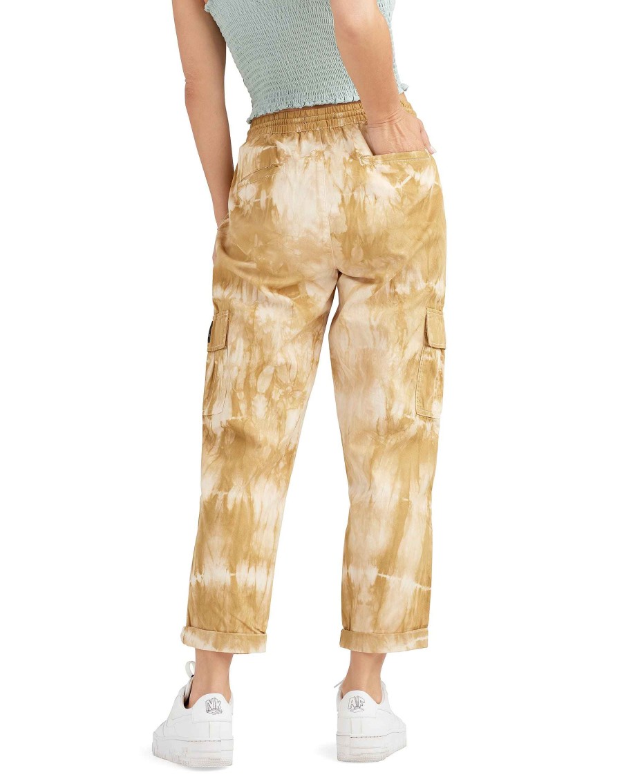 Women Jerry Leigh Bottoms | Camelia Mid-Rise Cargo Pants - Tie/Dye Sand/White