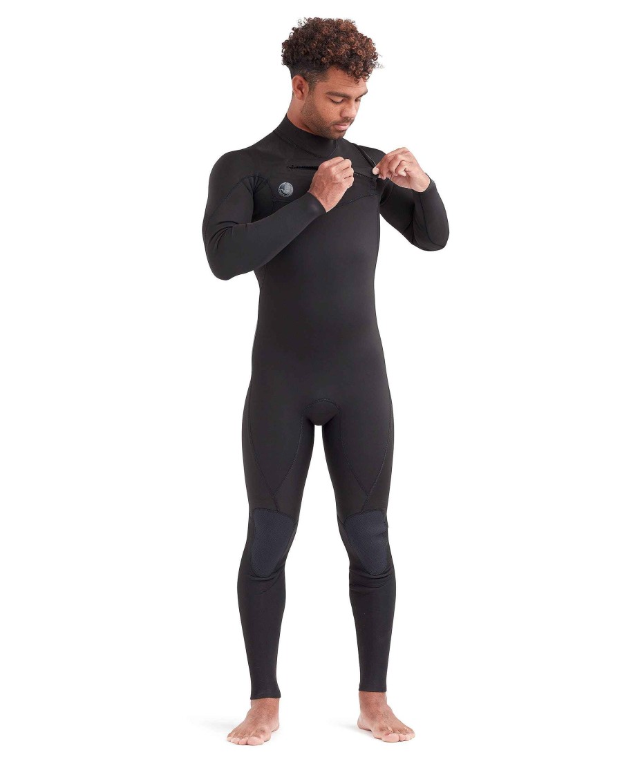 Men SDI Wetsuits | Phoenix 4/3Mm Men'S Chest-Zip Fullsuit Black