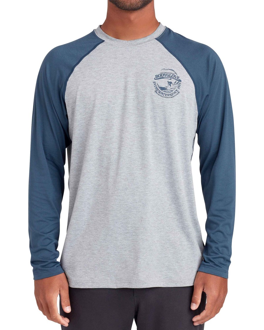 Men Jerry Leigh T-Shirts & Tops | Long-Sleeved Raglan Upf 50+ T-Shirt Heather